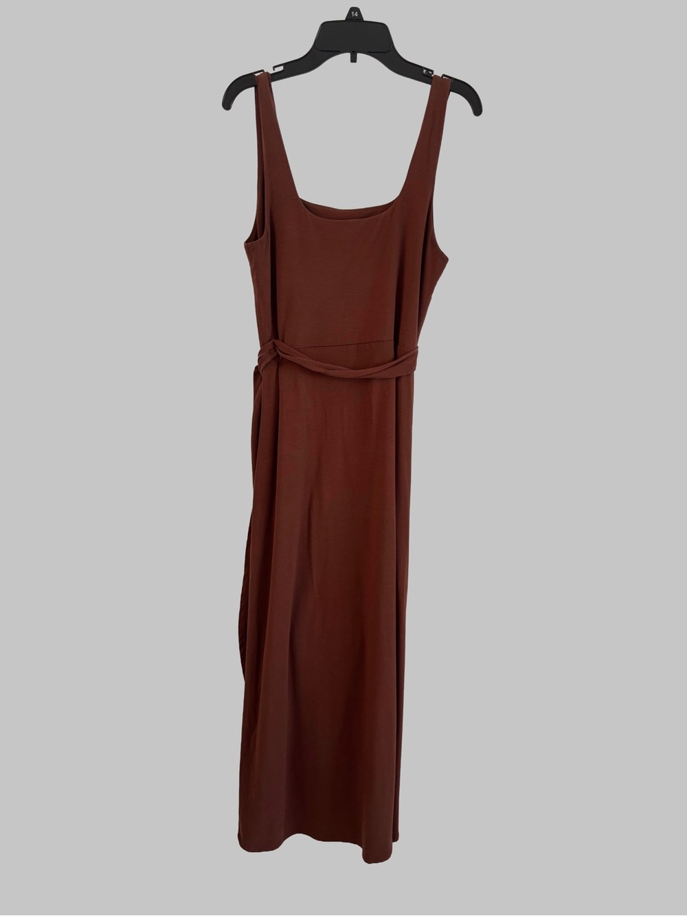 Quince Brown Wrap High-Low Midi Dress - Picture 4 of 7